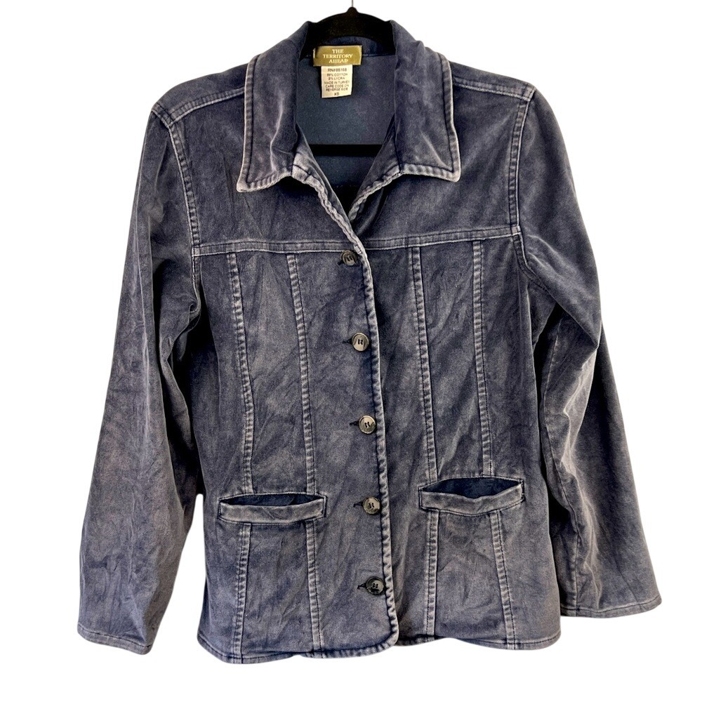 The Territory Ahead Blue Velvet Jacket Size XS Travel Office‎ Casual